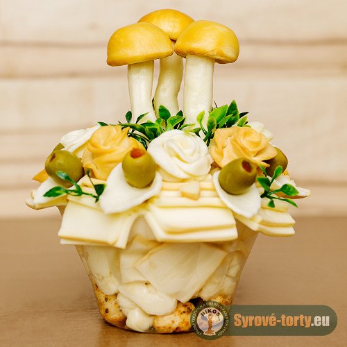 Sýrová kytka s houbami